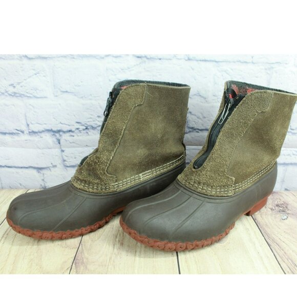 LL Bean Brown Suede Fleece Lined Front Zip Insulated Ankle Duck Boots Size 8 M main image 11
